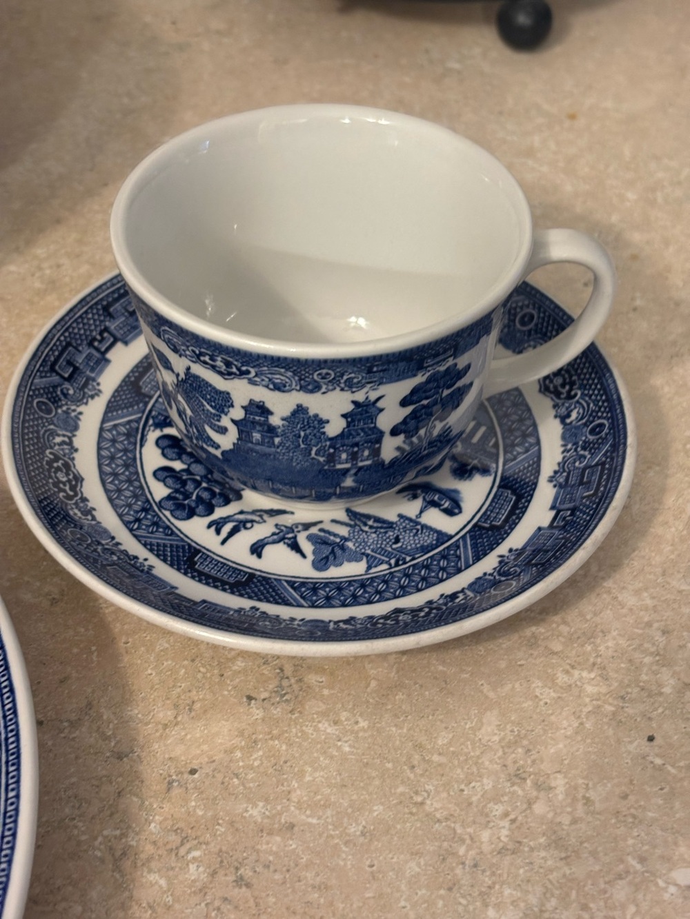Johnson Brothers Blue Willow Pattern Teacup and Saucer